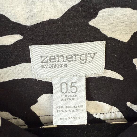 Chicos Zip Front Collared Dress Black White Animal Print Workwear - Picture 9 of 9